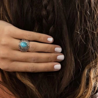 Bague "Lantana" Turquoise 3,24ct et Ar...