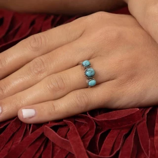 Bague "Girasol" Turquoise 0,31ct/3 et...