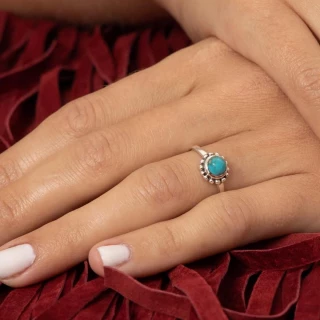 Bague "Copihue" Turquoise 0,09 ct et A...