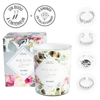 Bougie Bijou Rose Framboise collier ar...