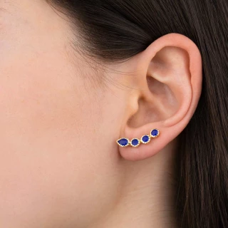 Boucles d'Oreilles "Tempsara" Jade ble...