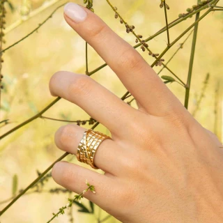 Bague "Cristallia" Laiton doré