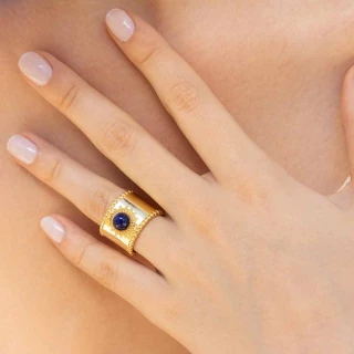 Bague ajustable Lapis Lazuli Laiton do...