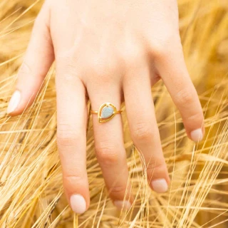 Bague "Antares" Labradorite Laiton dor...