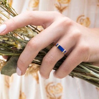 Bague "Célesta" Lapis Lazuli Laiton do...
