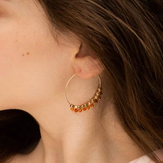 Boucles d'oreilles dorées et agate