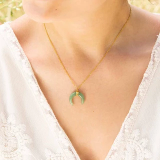 Collier "Marelle" Aventurine verte Lai...