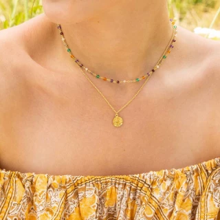 Collier "Novaéa" MULTIPIERRE Laiton do...