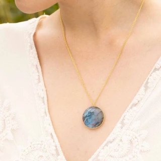 Collier "Nyctale" Labradorite Laiton d...