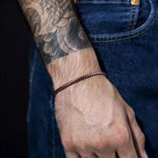 Bracelet Homme en acier et cordon "Ryl...
