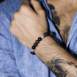 Bracelet Homme élastiqué pierres multi...