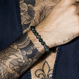 Bracelet Homme de perles vertes "Thero...