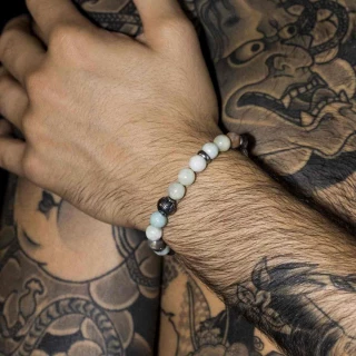 Bracelet Homme en perles de pierre et...
