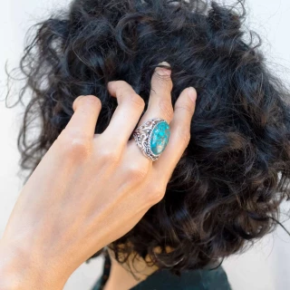 Bague "Maíz" Turquoise 10,20ct et Arge...